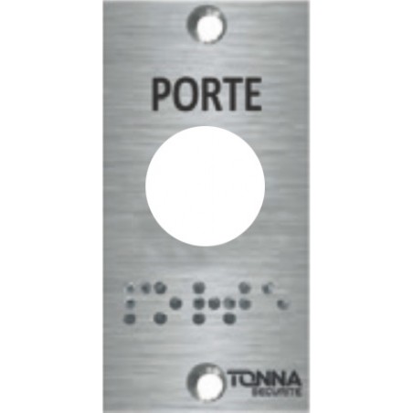 640015 • Façade inox "PORTE" à visser - 80 x 40 mm